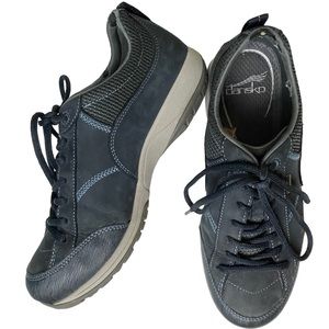 Dansko Women Paisley Sneakers Navy Milled Nubuck Walking Shoes US 9.5 EU 40 Wide